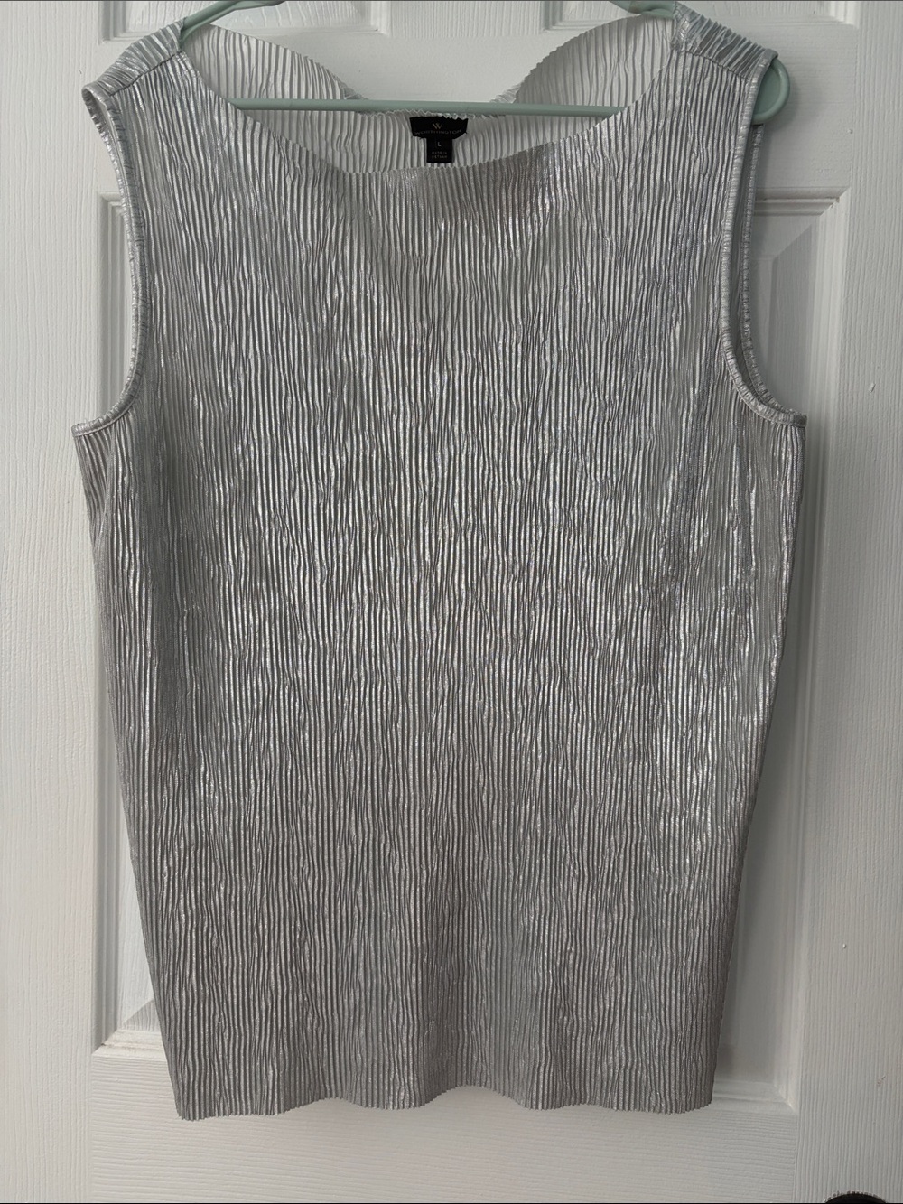Worthington Silver Pleated Metallic Shell